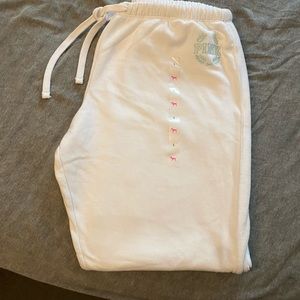 pink victoria’s secret white sweat pants